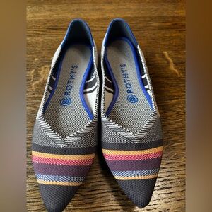 Rothy’s Pointed Toe Knit Flats Striped Toe Washable Women’s 8